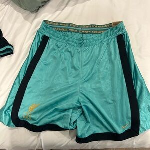 Nike Blue and Black Athletic Shorts Lightweight Design Liverpool fc